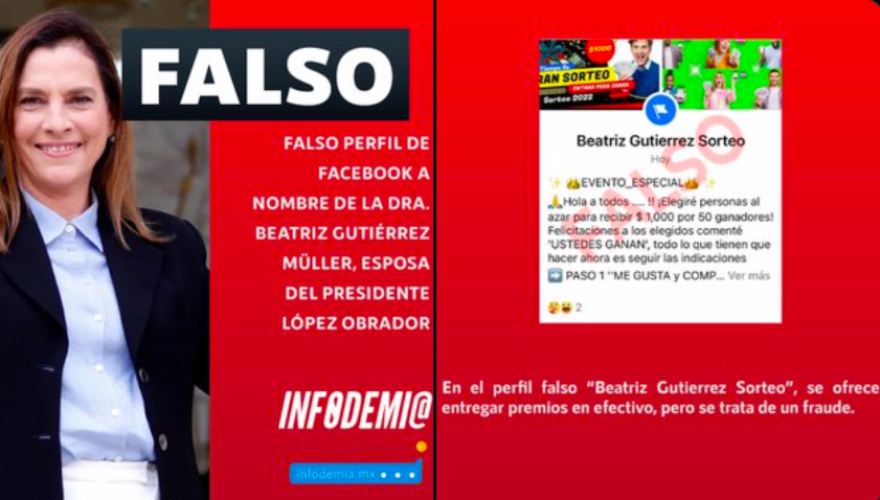 Advierte Beatriz Gutiérrez Müller que usaron su nombre para crear perfil falso y hacer fraudes