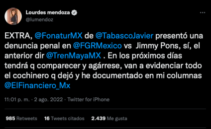 Revelan que Javier May de Fonatur denunció a su antecesor Rogelio Jiménez Pons; Fonatur asegura que no