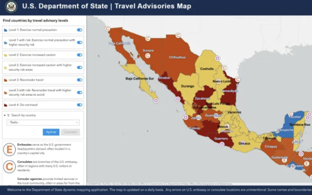 Preocupa a COPARMEX y al Consejo empresarial de turismo mala imagen de México por alertas de riesgo por terrorismo emitidas por EU