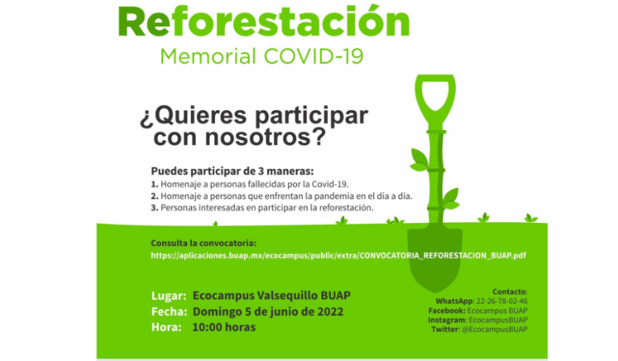 BUAP rinde homenaje a universitarios y ciudadanos que perdieron la vida por COVID-19 con jornada de reforestación