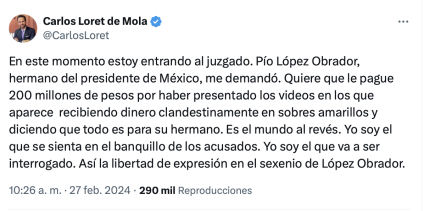 “No me van a doblar”, responde Loret frente a careo con Pío López Obrador
