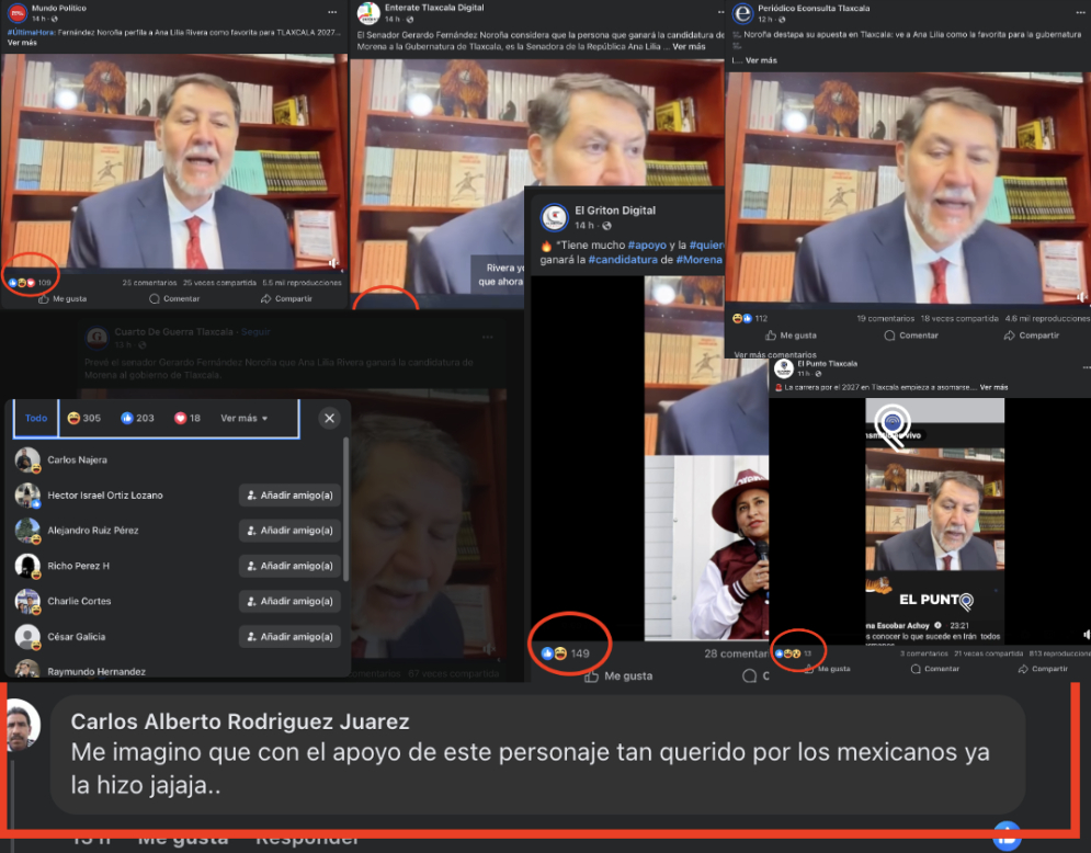 Respaldo de Noroña a Ana Lilia Rivera desata burlas y críticas