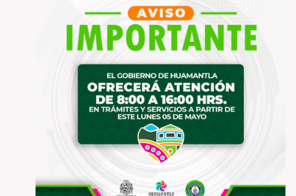 CAPAMH informa  que el horario de atención en los trámites y servicios será de 8:00 a 16:00 hrs