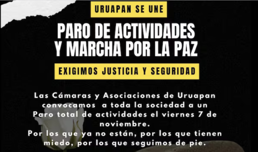 Convocan a paros en Uruapan; comerciantes exigen justicia