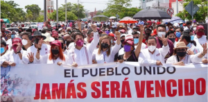 Con marchas pide MORENA apoyo para reforma eléctrica