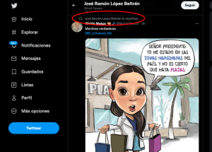 José Ramón López Beltrán se lanza contra médicos mexicanos; difunde caricatura contra Ana Ceci Jara