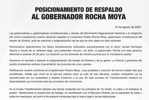 Gobernadores de Morena salen en defensa de Rubén Rocha por presuntos vínculos con el narco; piden que no se le estigmatice