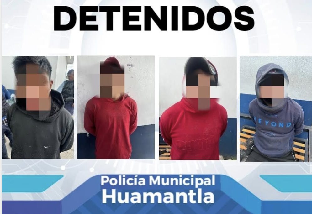 Capturan a 4 sujetos en Huamantla por portación ilegal de arma