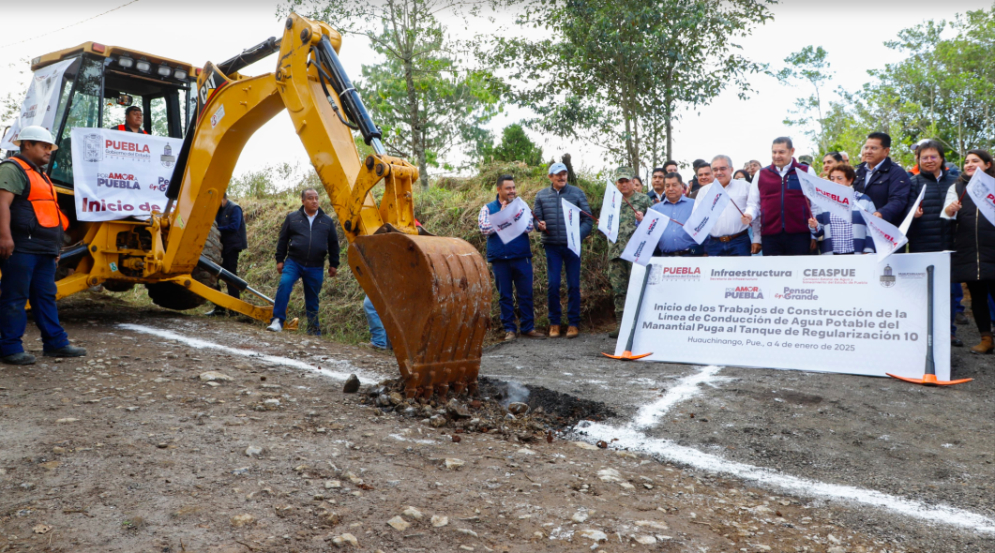 Armenta da banderazo de inicio a la construcción de obra hídrica en Huauchinango.