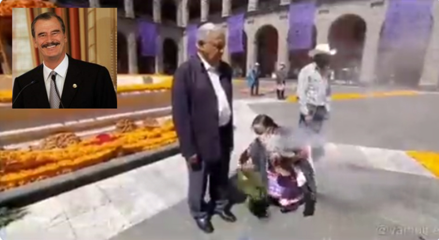 Fox se burla de AMLO debido a la limpia que recibió en el patio del palacio nacional.