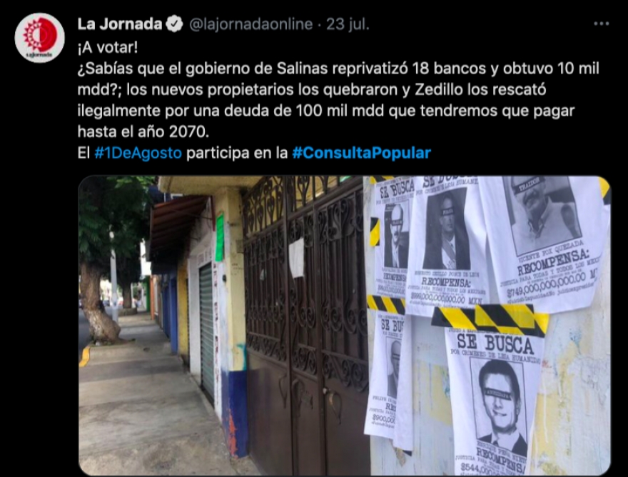 INE ordena a Morena y al periódico la Jornada frenar propaganda para la consulta popular