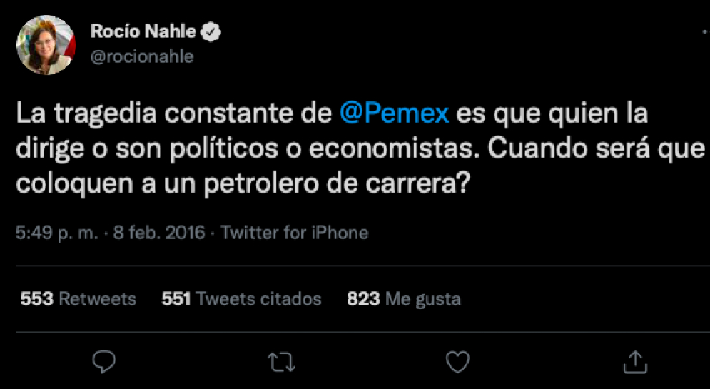 Reviven tweet de Rocío Nahle criticando tragedias de Pemex