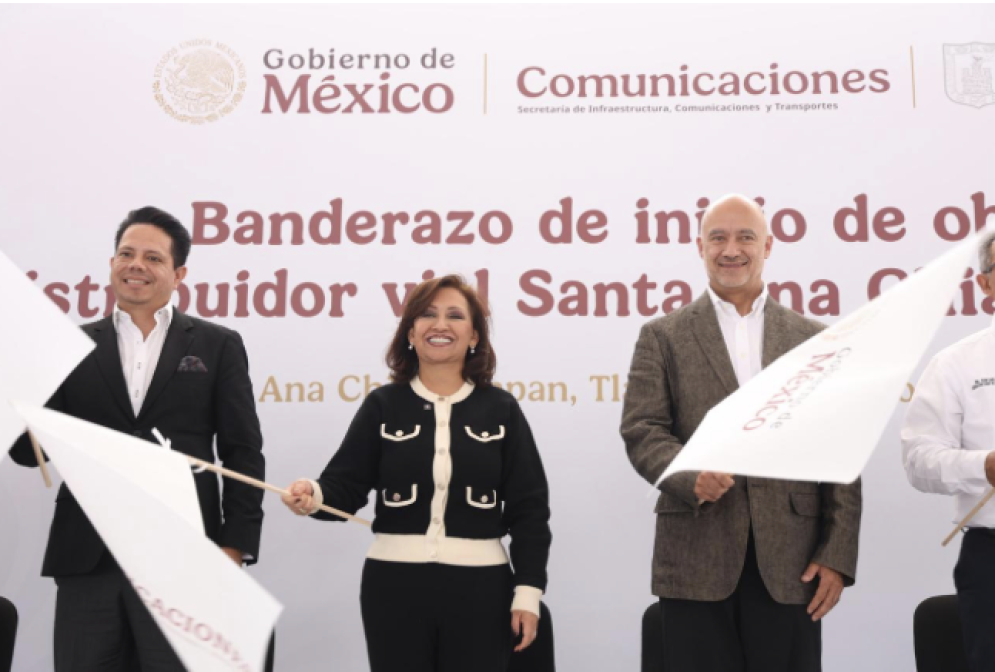 Asegura Lorena Cuéllar que distribuidor vial de Santa Ana Chiautempan estará listo en septiembre 2026