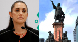 Anuncia Sheinbaum que estatua de Cristóbal Colón en Reforma será sustituida por mujer olmeca