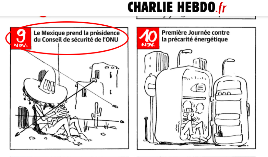 Charlie Hebdo se pitorrea de la presidencia de México en el Consejo de Seguridad de la ONU