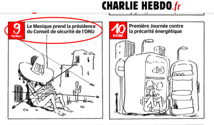 Charlie Hebdo se pitorrea de la presidencia de México en el Consejo de Seguridad de la ONU