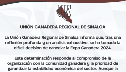 Por violencia desatada en Sinaloa cancelan la expo Ganadera 2024