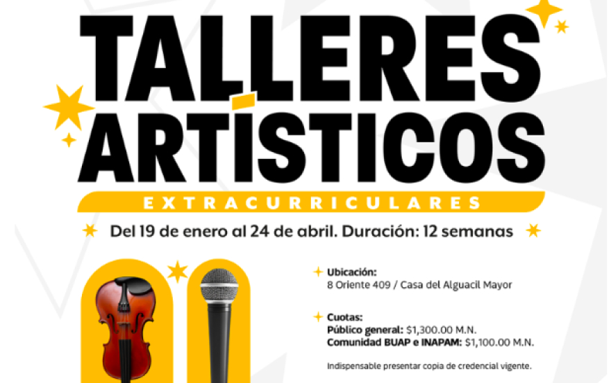Impartirán Talleres Artísticos Extracurriculares en BUAP