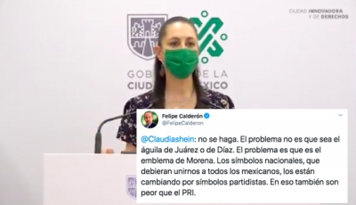 Calderón responde a Sheinbaum “El problema no es el águila juarista; es que es el emblema de Morena”