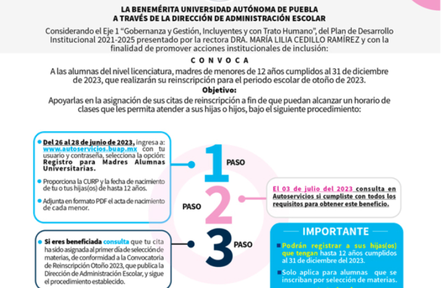 Madres universitarias tendrán facilidades para conformar su horario de Otoño 2023