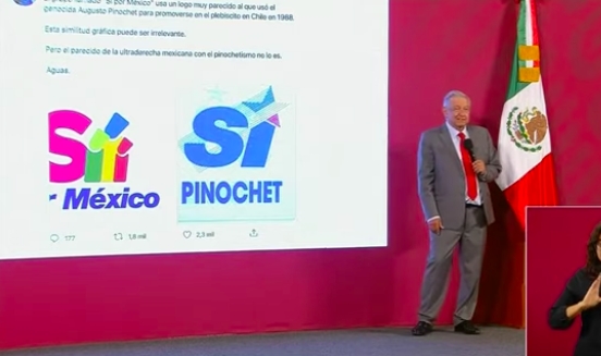 AMLO ve similitud con el logo de “Sí por México” y el de Augusto Pinochet