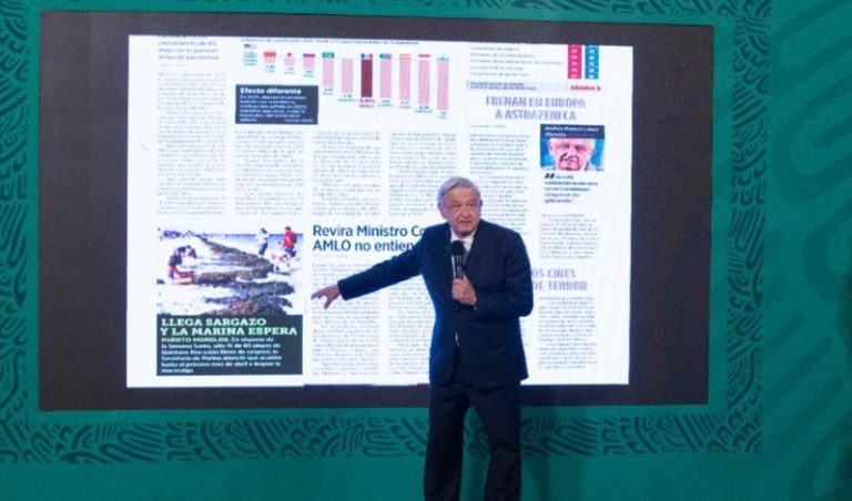 AMLO muestra otra vez la portada del Reforma y dice que están desatados y desesperados
