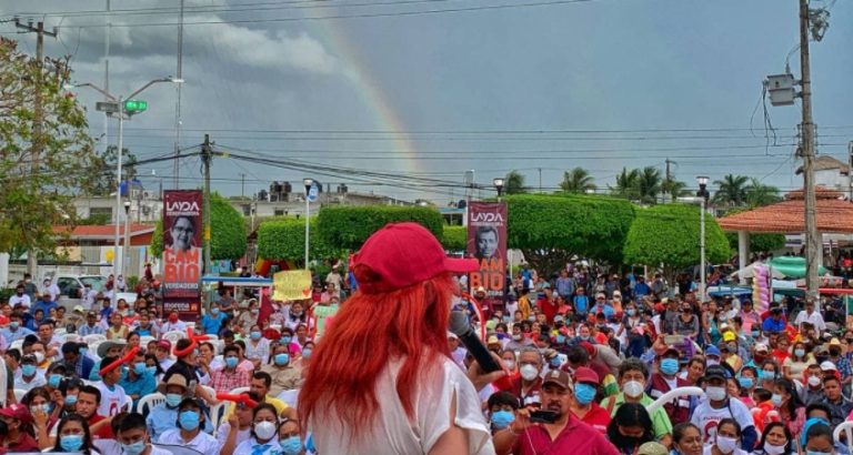 Layda Sansores atribuye arcoíris que apareció en un evento de campaña a la 4T; “es una señal de victoria”