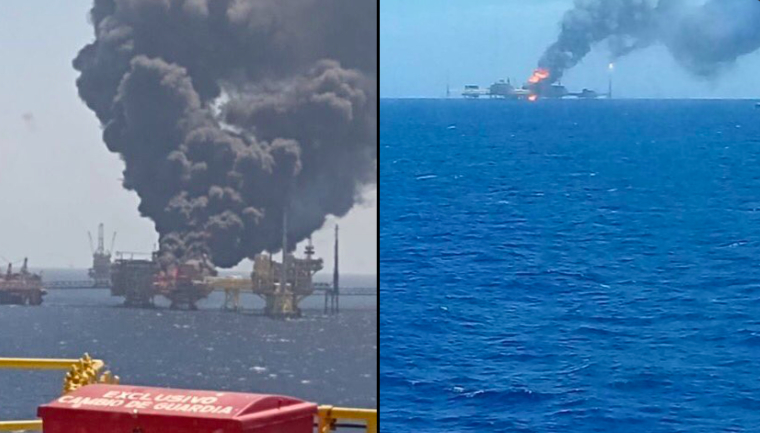 Reporta PEMEX 1 persona fallecida y 5 desaparecidos tras incendio de plataforma E-Ku-A2