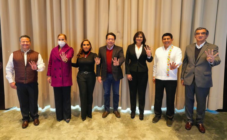 Pre candidatos a 6 gubernaturas se reúnen con Mario Delgado; firman alianza y compromiso con la 4T