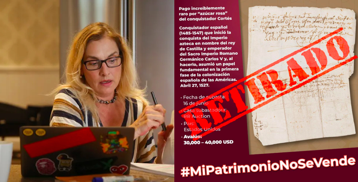 Beatriz Gutiérrez rescata documento de Hernán Cortés antes de ser subastado