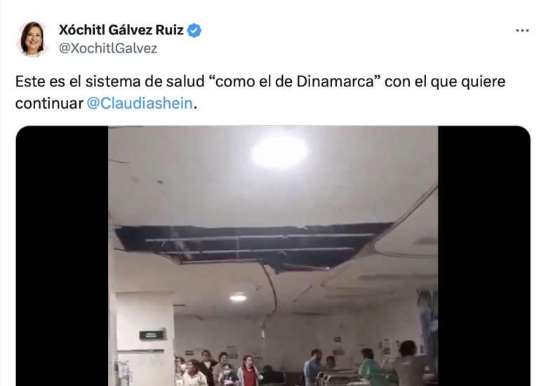 Xóchitl Gálvez tunde al Sistema de Salud de la 4T tras caída de plafón en Hospital del IMSS Cancún: “Como el de Dinamarca”