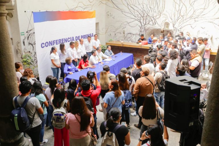 Candidatos y voceros de la coalición “Mejor Rumbo para Puebla” exigieron garantías para el proceso electoral
