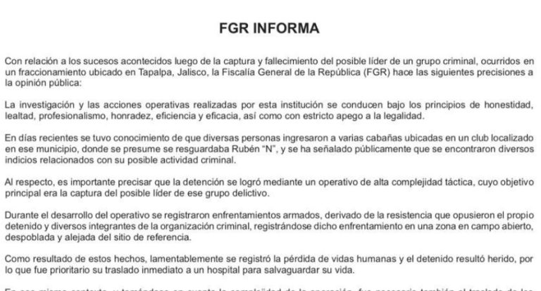FGR reconoce que no pudo resguardar cabañas donde localizaron al líder del CJNG por razones de seguridad y admite contaminación de las escenas