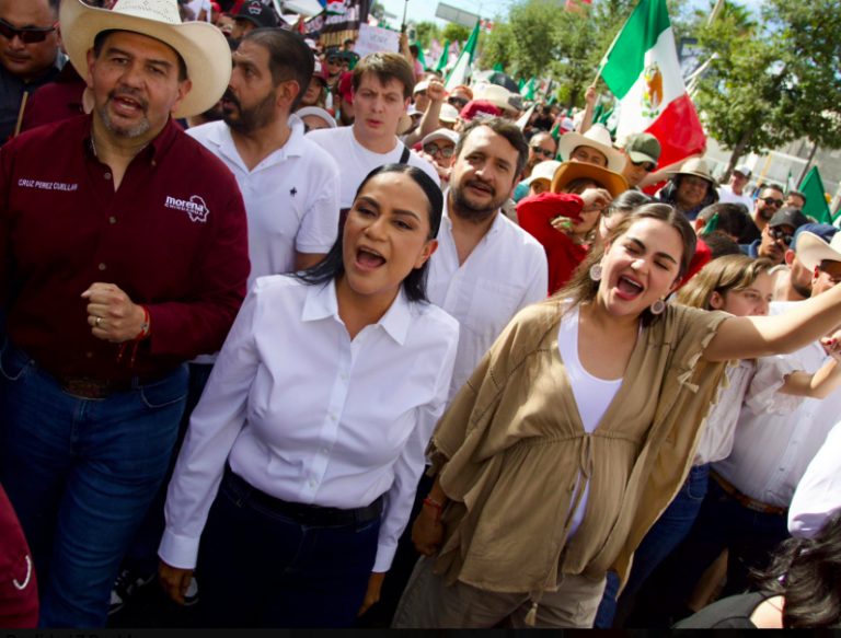 Morena asegura que defenderá la soberanía del país en marcha contra Maru Campos “no somos cómplices de nadie” dicen