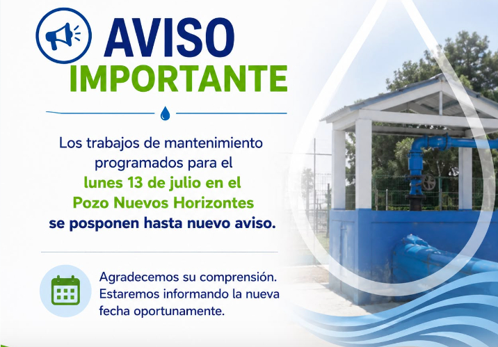 Habrá trabajos de mantenimiento en el Pozo Nuevos Horizontes