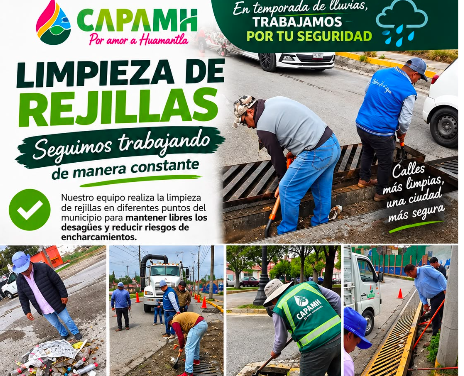 CAPAMH realiza limpieza de rejillas y desagües